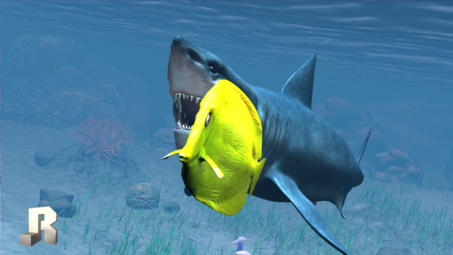 3d animated under water shark